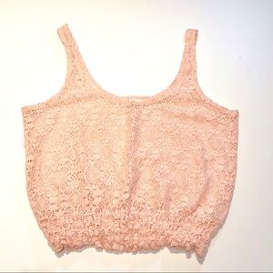 Blush Rosé Banded Crochet Crop Top Tank